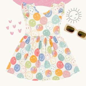 Little Sleepies Multicolor Emojis Smiley Face Flutter Dress NIB size 10